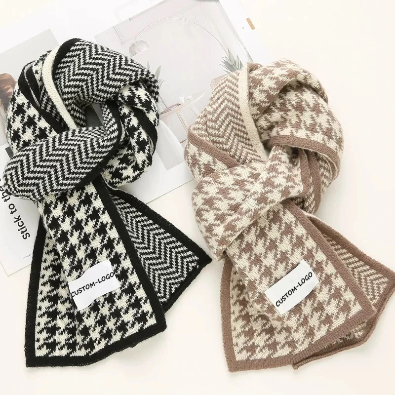Custom Knitted Jersey Scarves Winter Women Warm Knitted Scarf For Women