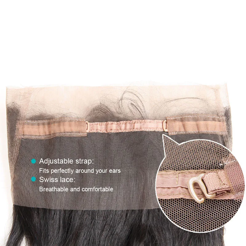 
360 Lace Frontal Closure Human Hair Bleached Knots With Baby Hair 360 Brazilian Remy Human Hair Full Lace Frontal Natural Color 