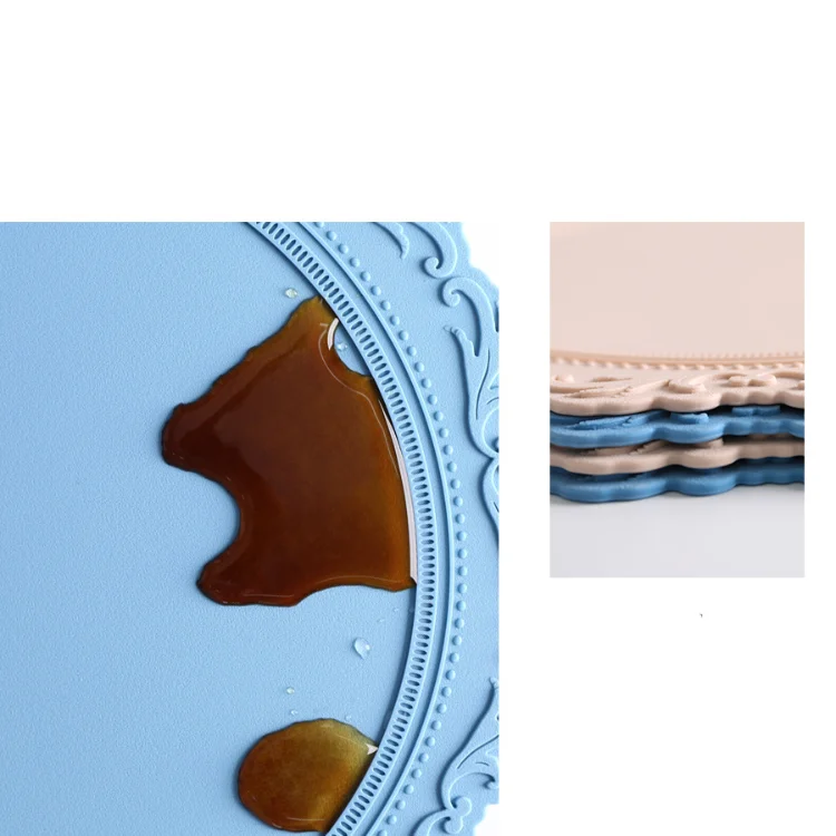Washable Portable Place Dish Drying Silicone Table Mat 3d European Dinning Table Mat Heat-Resistant Silicone Table Placemat