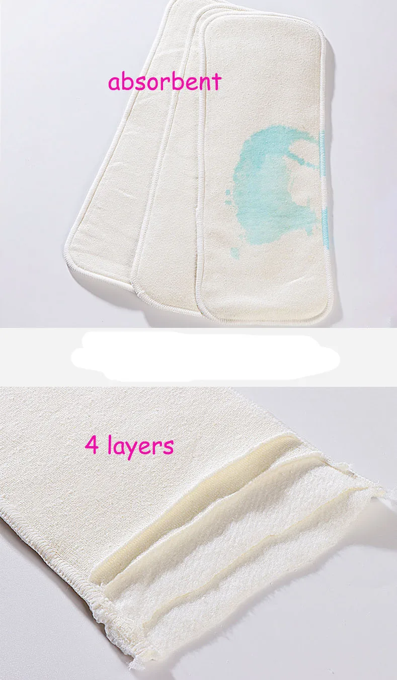 Sustainable anti-bacteria hemp diaper inserts absorbent hemp organic cotton nappy insert washable diaper booster doubler