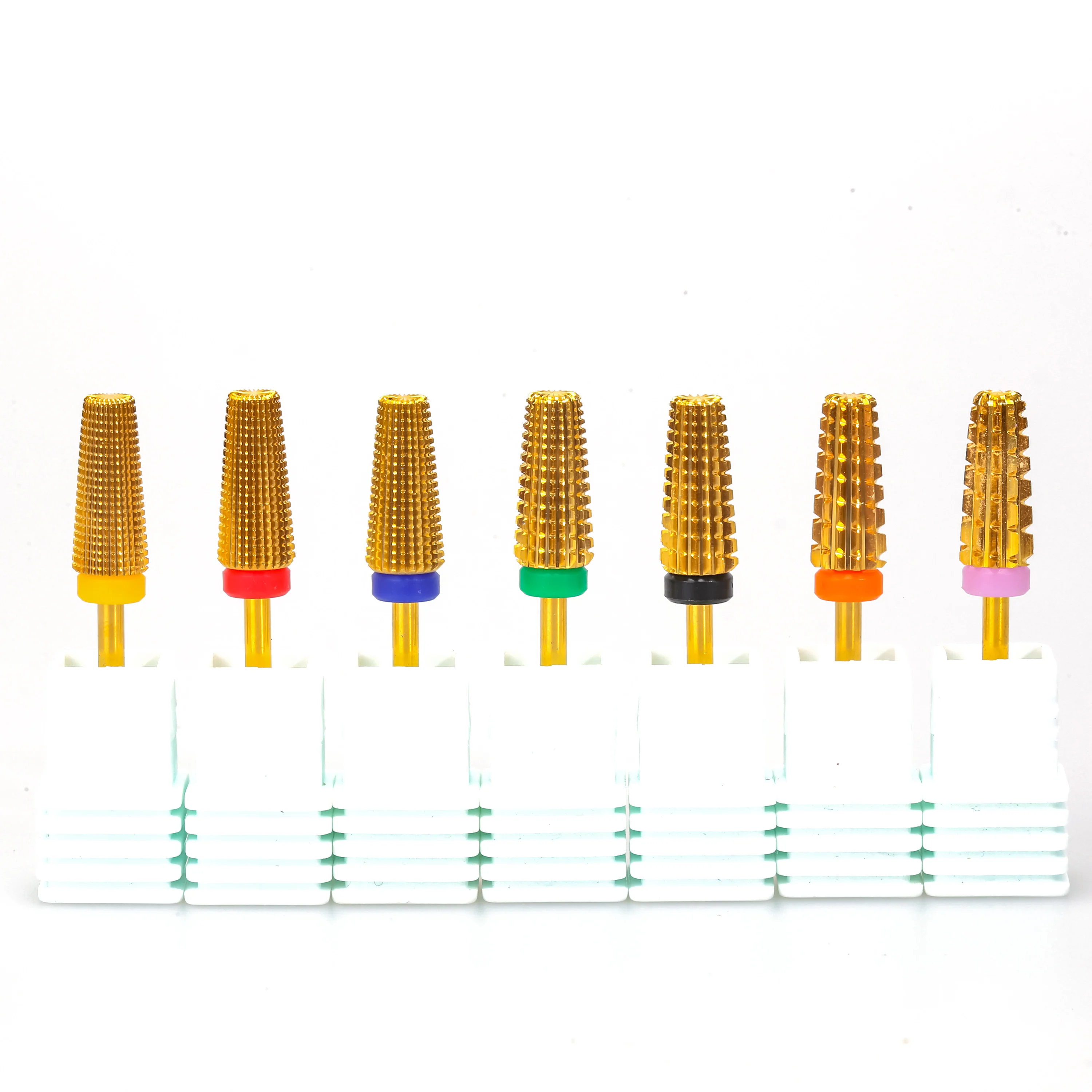 ESTAR New Design 5 In 1 Straight Cut Gold Tungsten Carbide Nail Drill Bits For Remove Gel Polish