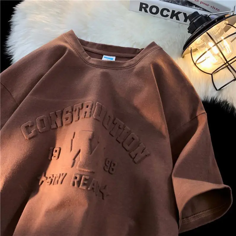 T-Shirt For Men Heavy Cotton Streetwear Washed Full Printed Blank Print Green Homme Black Custom T-Shirts Front And Back Design