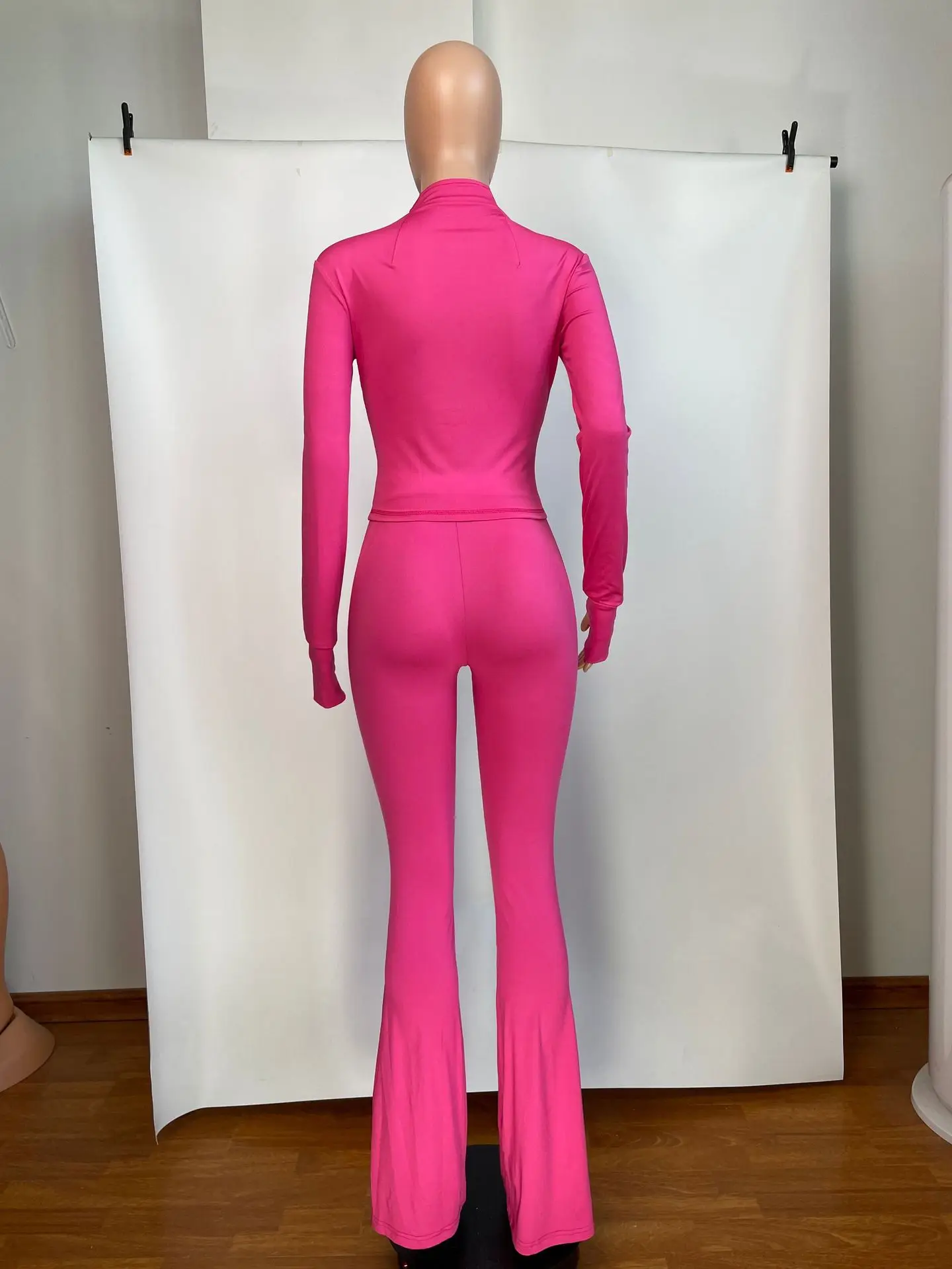 2024 Fall Winter Sports Outfits HIgh Stretchy 2 Piece Set Casual Zip Patchwork Jacket Top Top + Bodycon Pants Suits for Women