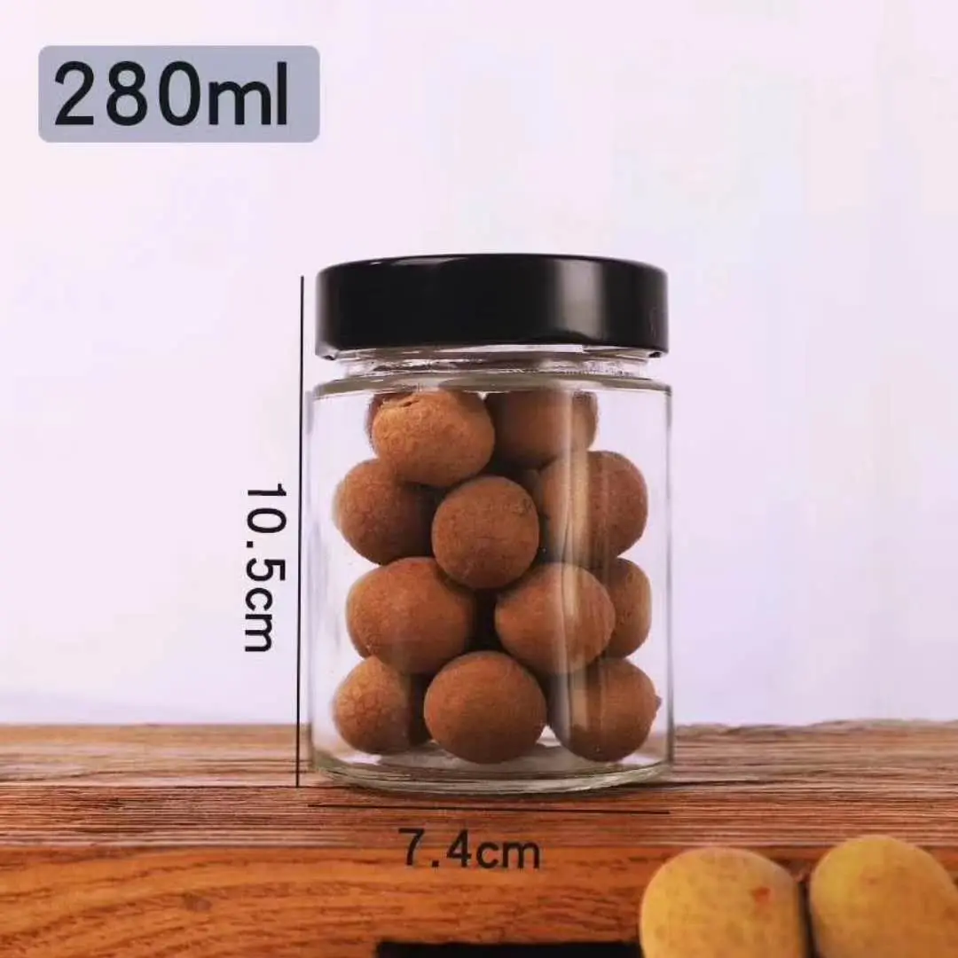 Factory Stock Glass Ergo Jar Honey Jar Glass Jam Jars With Black Deep Twist Off Lid 106ML 212ML 314ML 580ML