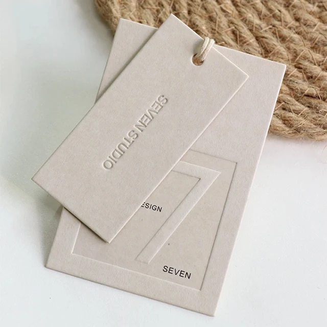 Garment Swing Tags Clothes Label print Name logo Plastic hang tag with string paper hangtags For Clothing own logo