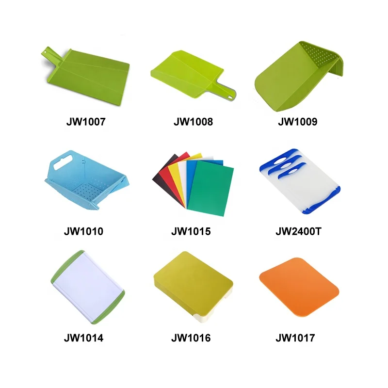 JOYWAVE Flexible Foldable Kitchen Serving Mat Folding Chopping Block Kitchen Plastic Cutting Board with Strainer