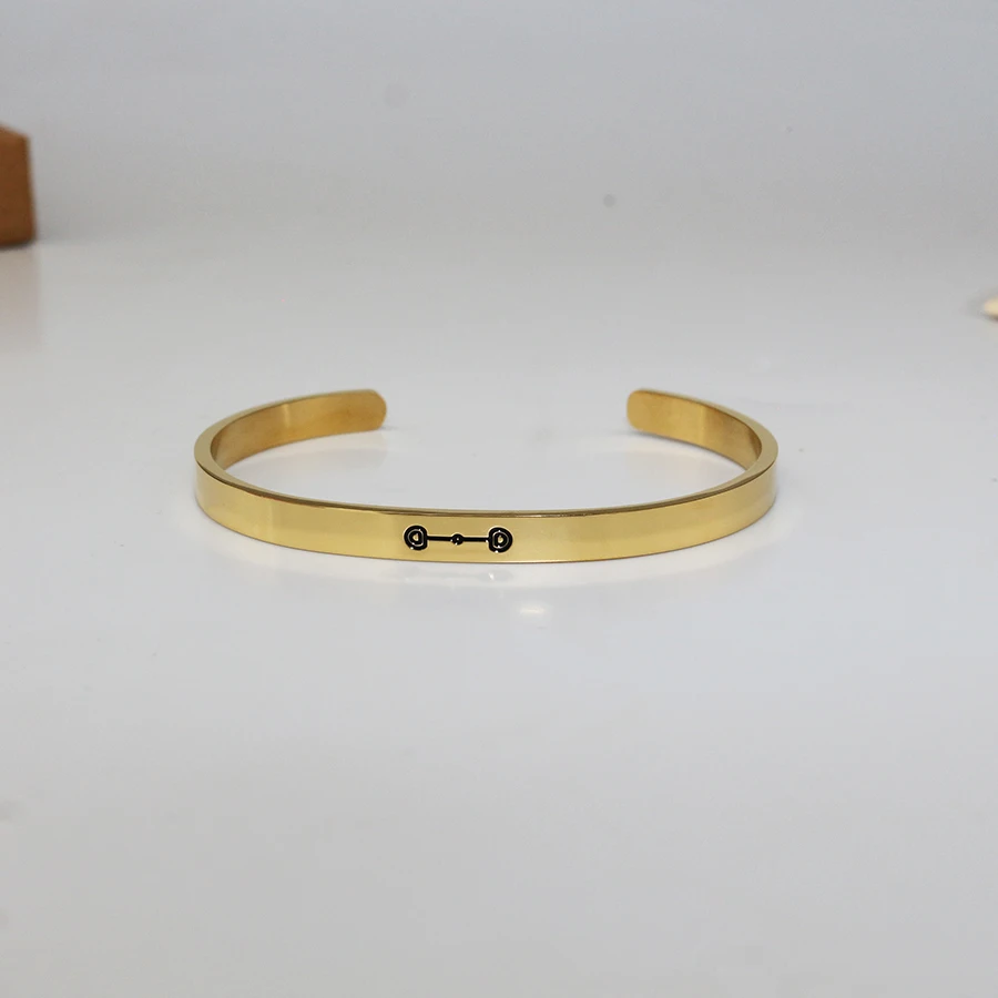 Newest Design Equestrian Horse Jewelry Adjustable Stainless Steel Silver Non Tarnish Horse Love Cuff Bangle Bracelet