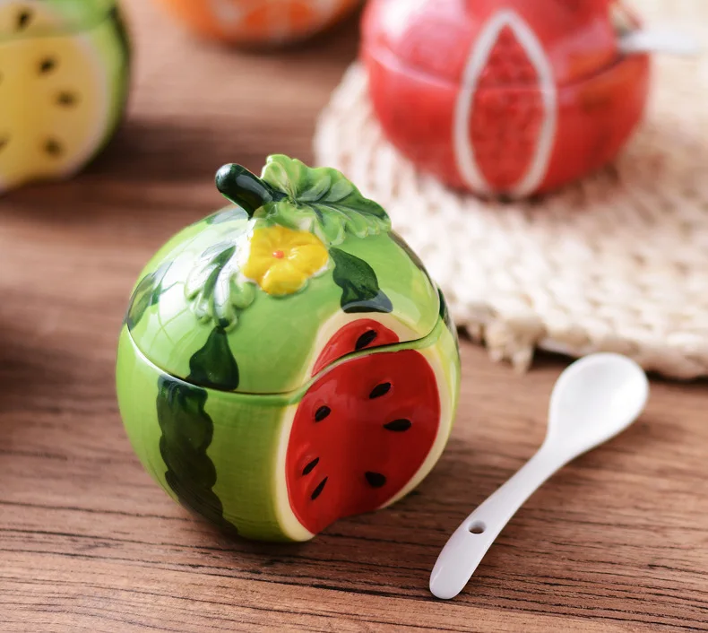 Creative Japanese Kitchen Supplies Orange Ceramic Seasoning Bottle Seasoning Box Seasoning