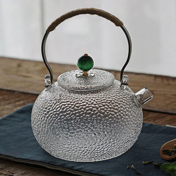 Factory Wholesale High Borosilicate Glass Transparent Glass Tea pot Bamboo Handle