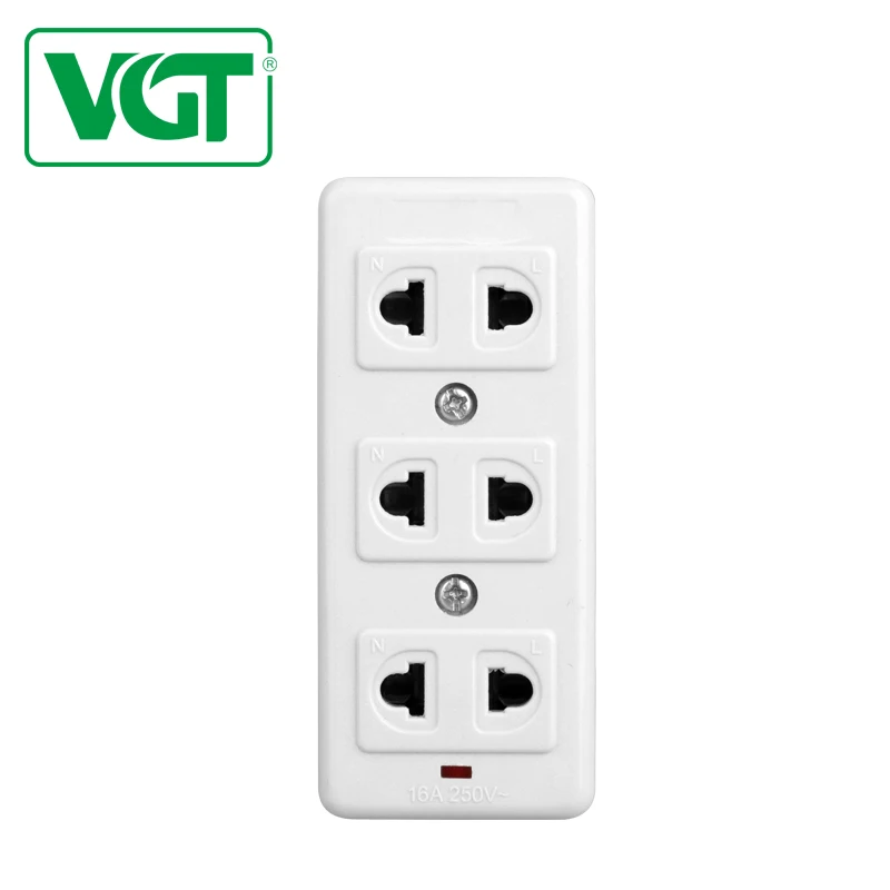 VGT New Published Socket for  Power Strip with 3 outlet for 2 pin plugs