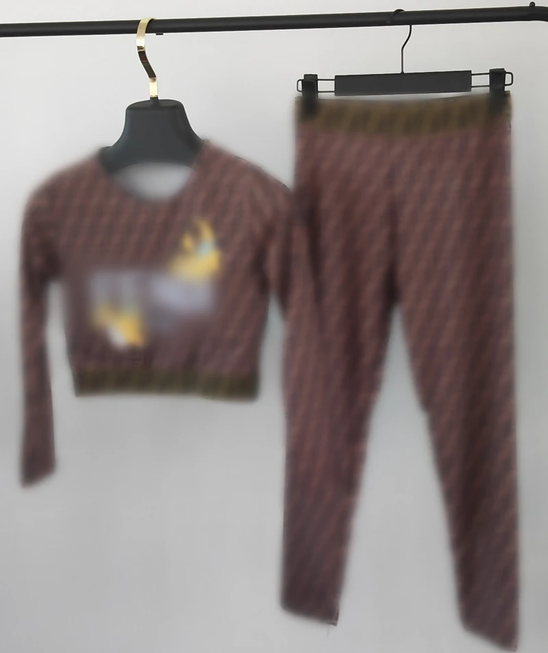 Wholesale Designer Clothing Long Sleeve Crop Top 2 Pieces Set Fashion Brand Two Piece Pants Sets Women