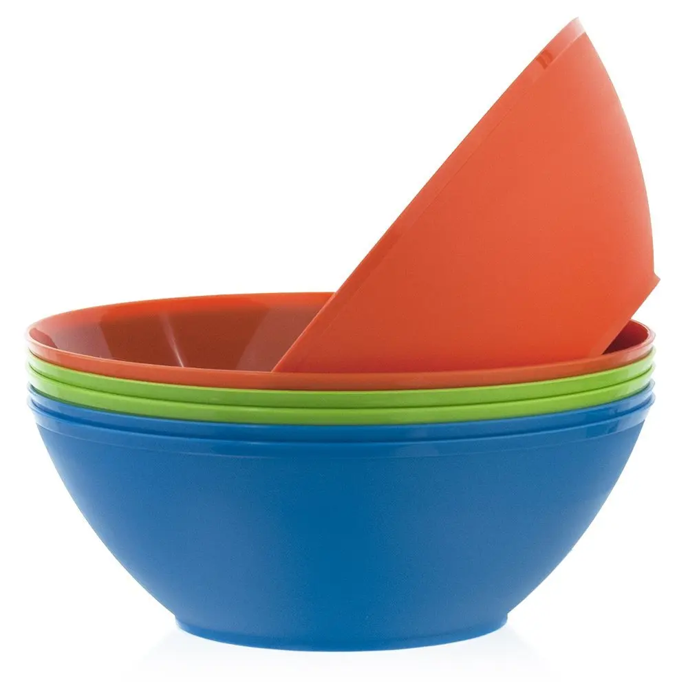 Solid Color Compact Kitchen Bowls Plastic Salad Bowl Mixing Serving Round Plastic Food Bowls