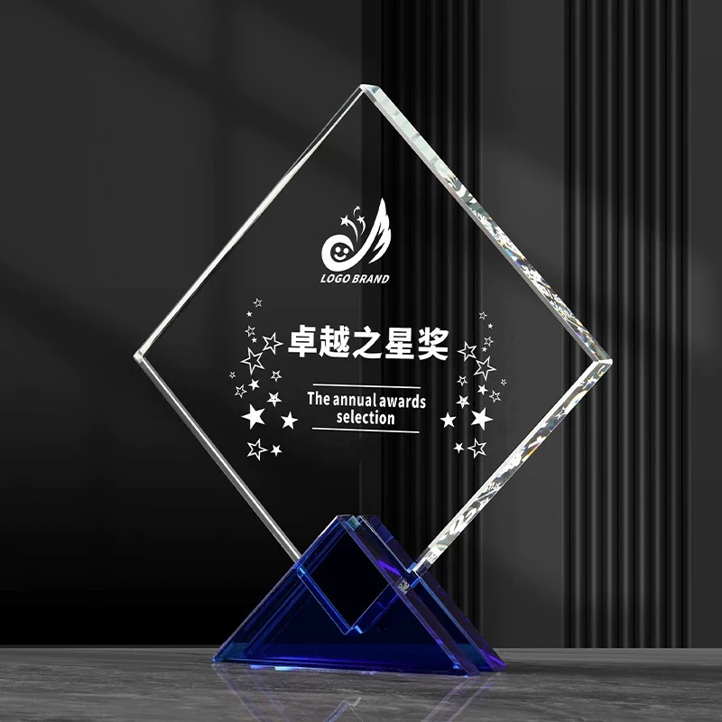 Wholesale OEM ODM Glass Diamond Shape Trophy and Medals for International Film Festival Souvenirs
