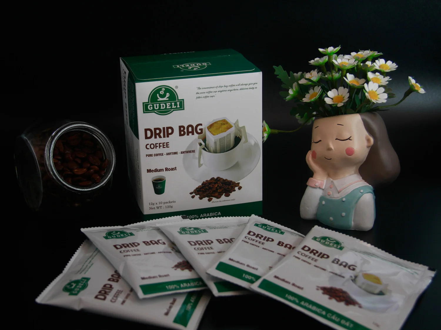 
Vietnamese Coffee Arabica Ground Coffee with Drip Filter Sachet Bag 