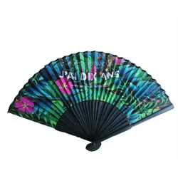 Wholesale large wedding hand fan personalized bamboo custom printed bamboo folding hand fan