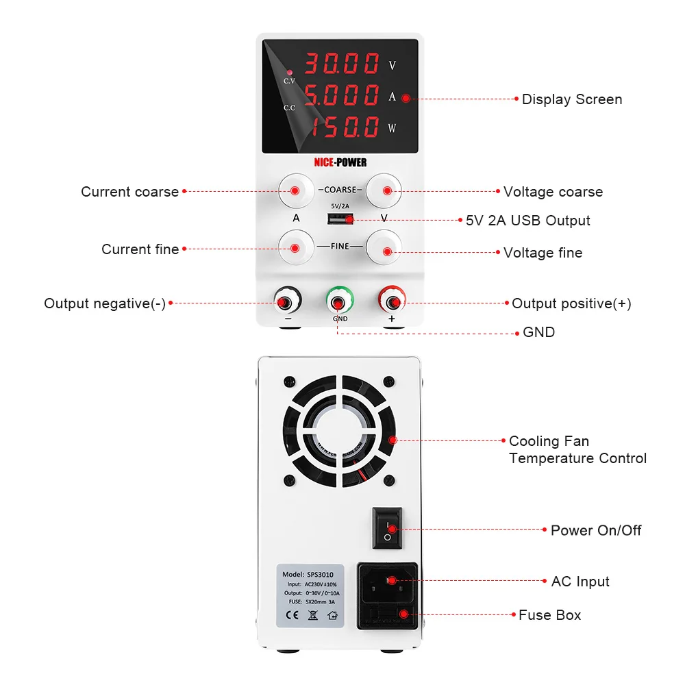 Sps305 30V 5A Digital Display High Precision Switching DC Power Supply Mobile DC Power Supply for Electronic Maintenance