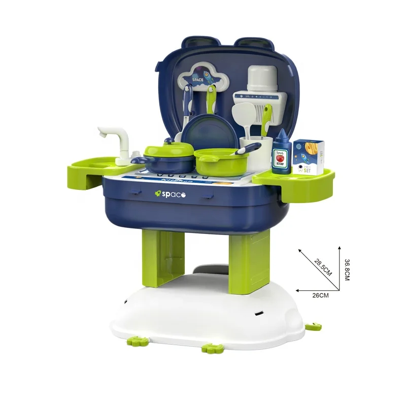 Play House Toy 36PCS Pretend Play Kitchen Cook Toy Blocks Table 3 In 1 Cooking Plastic Mini Kitchen Toys For Kids