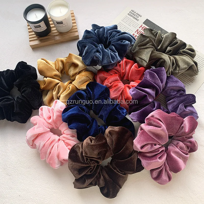 Plus Size Extra Large Elegant Girl Velvet Elastic Scrunchies Hair Rubber Band Ties For Autumn Winter