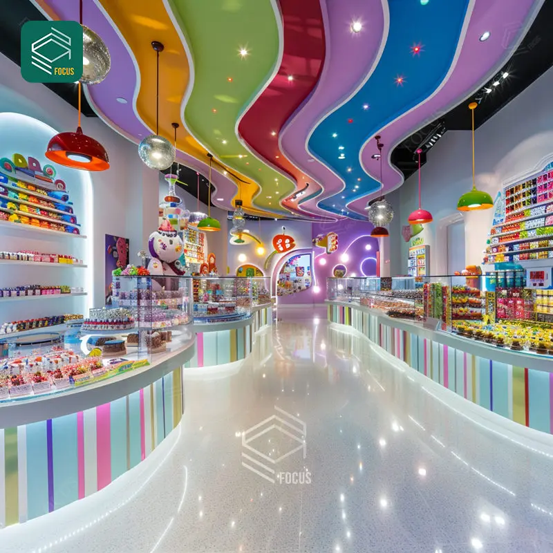 Wooden Candy Display Tables High End Nuts Shop Design Factory Made Snack Display Rack Furniture