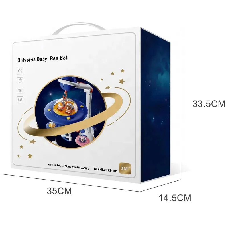 Multi-function space baby rotating bed bell light music projection remote control crib baby mobile baby toddler toy