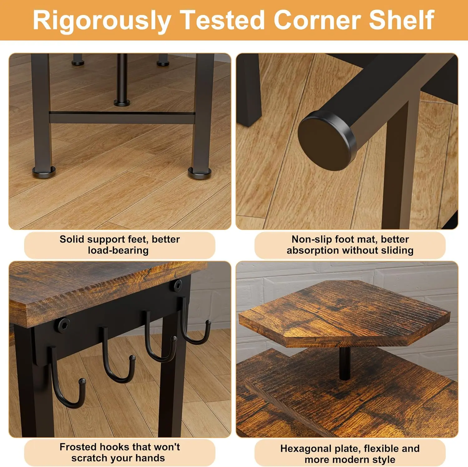 Трехуровневый подвижный коричневый кухонный столешница-органайзер с крючками для хранения книг специй журнальный столик туалетный кухни ванной комнаты