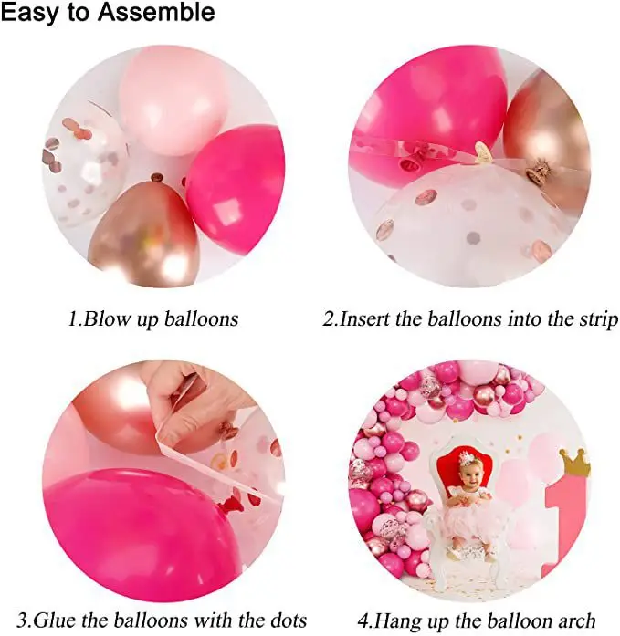 Metallic Rose Gold Confetti Balloons Macaron Blush Nude Pink Balloon Garland Kit