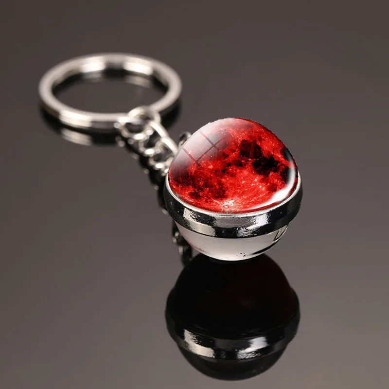 Лидер продаж ретро двухсторонний 25 мм вращающийся шар полусферический лунный узор Кристальный стеклянный Круглый автомобильный подарок брелок для ключей