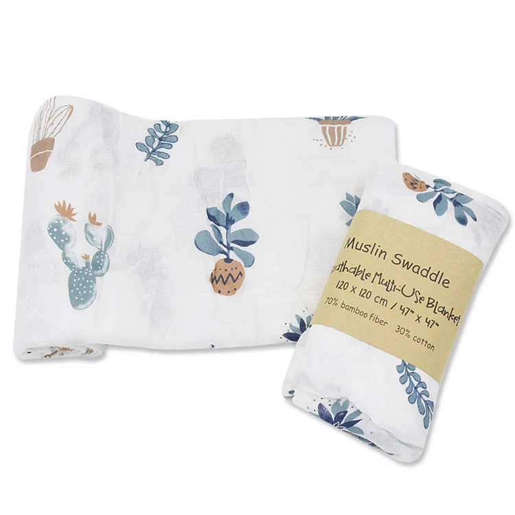 Wholesale super soft baby swaddle blankets 100% bamboo receiving newborn baby muslin swaddle blankets