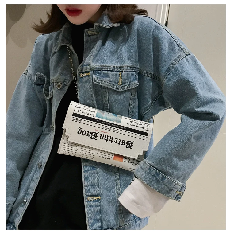 Newspapers Modeling Day Clutch Bags Ladies Party Letter Envelope Casual Shoulder Bag Evening Bags