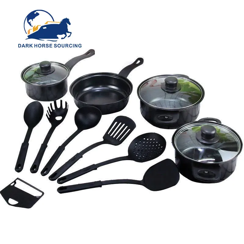 Wholesale 13 pcs Cast Iron pots and pans nonstick Cookware Sets Stock Pot Saucepan Frying Pan Multi-piece Kitchen Cookware Set