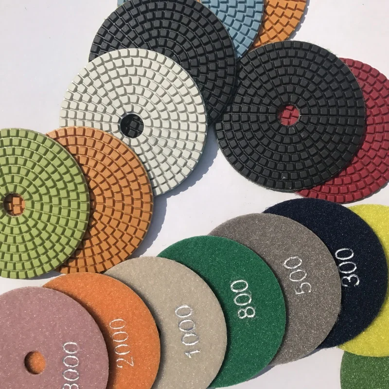 Stone machinery 100mm flexible Grinding Diamond Wet and Dry polishing pads for marble granite