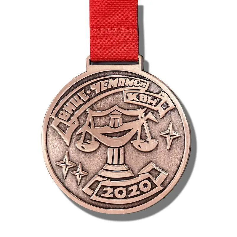 Custom Zinc Alloy Metal Bronze Marathon Sports Running Medal With Ribbon