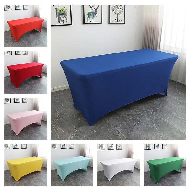 Ins wind high-end hotel restaurant wedding banquet decoration solid color polyester square tablecloth elastic table cover