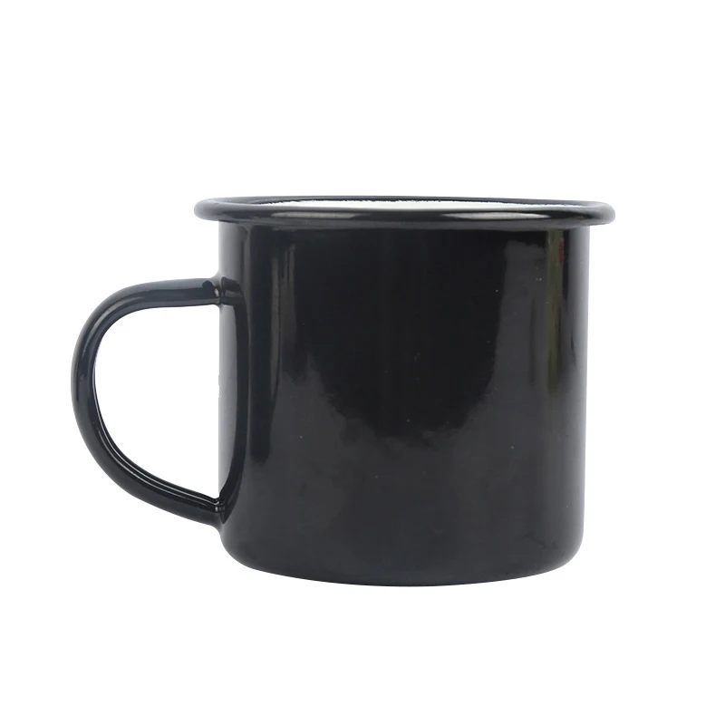 Printing Logo Vintage Black Enamel Camping Mug Enamel Camping Mug Travel Cup Morning Coffee Mug 12oz/16oz
