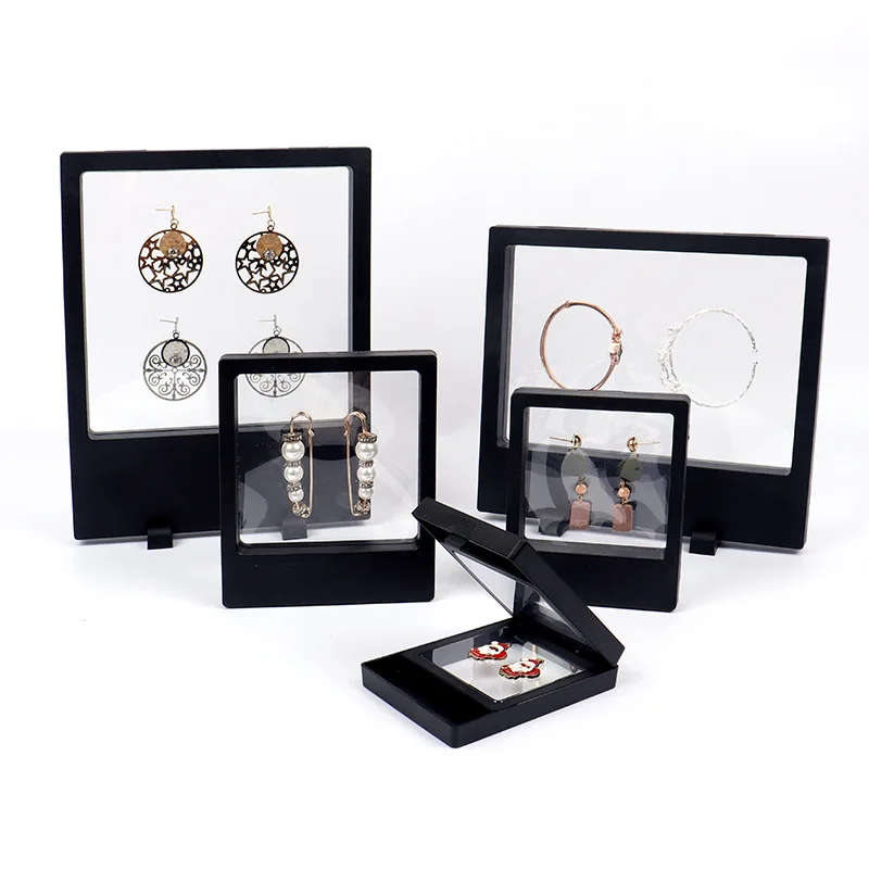 Gostar Hot Colorful 3d Custom Packaging Free Stand Plastic Floating Frame Memmbrane PE Film Display Gift Jewelry Box