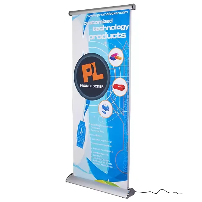 Deluxe Festival Single-Screen Roll Up Banner Stand Trade show Display Retractable Aluminium Stand Promotional Banner Sign Holder