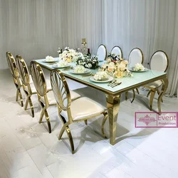 Wedding Dining Tables Rectangle Golden Stainless Steel Metal For Events Wedding Dining Tables