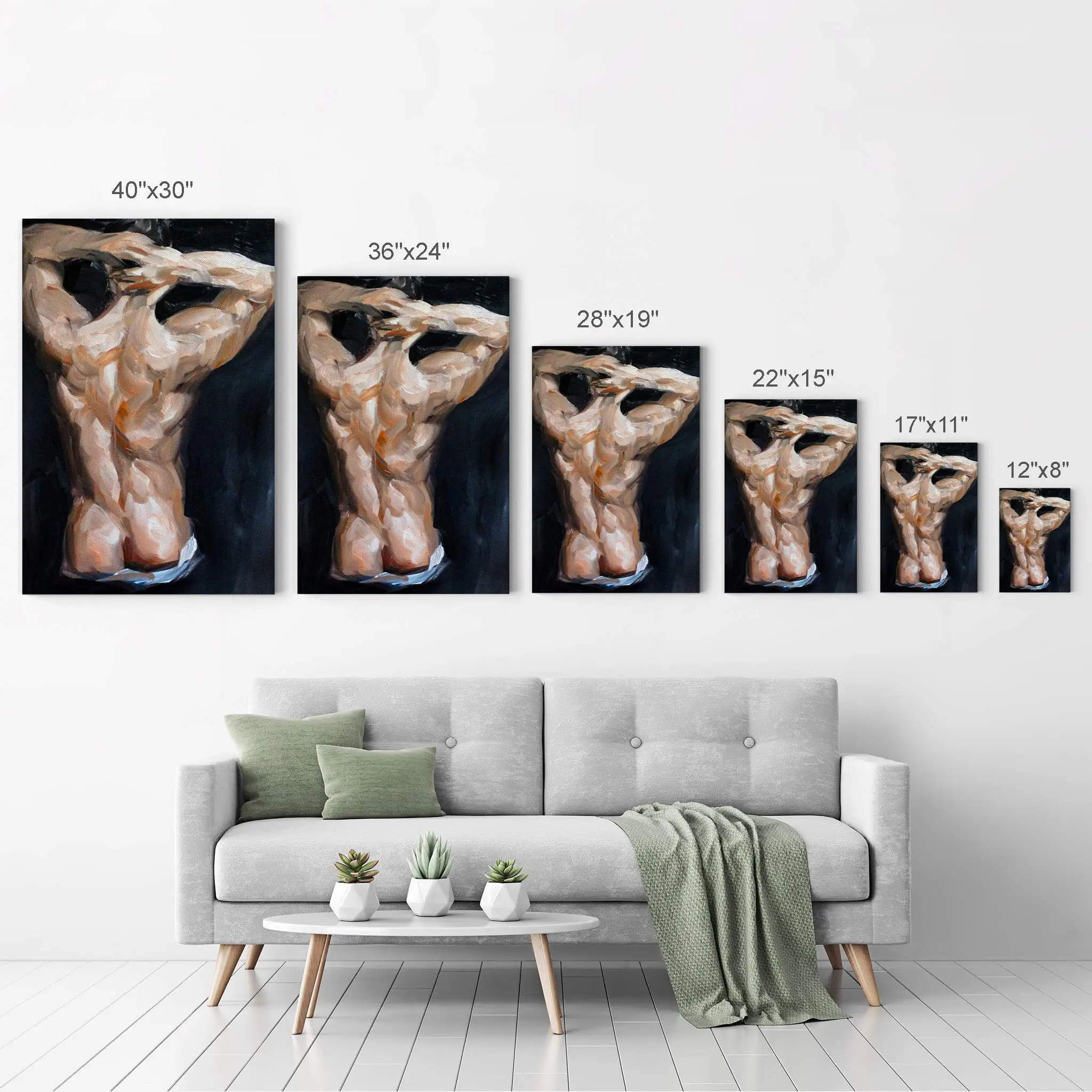 Realistic Muscular Man with Sexy Butt Portrait Oil LGBT Painting Poster Half Nude Gay Art For Living Room Decor Bedroom Wall Art