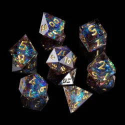 MINI PLANET DND Dice Set Handcrafted Resin Dice with Sharp Edges Dungeons and Dragons Flower Dice D&D For TRPG Board Games