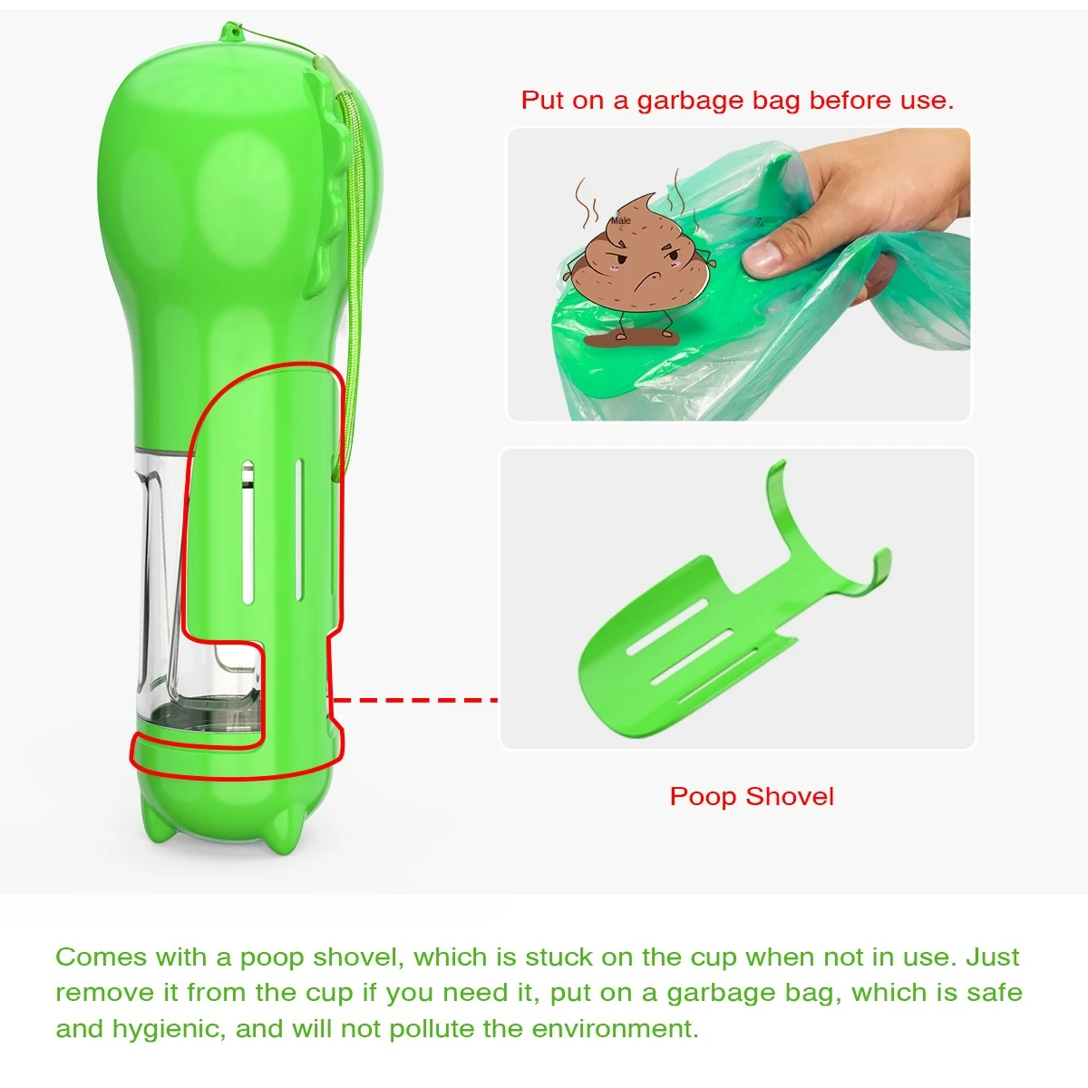 Wholesale portable multifunctional dog water bottle with garbage bag pet cat and food