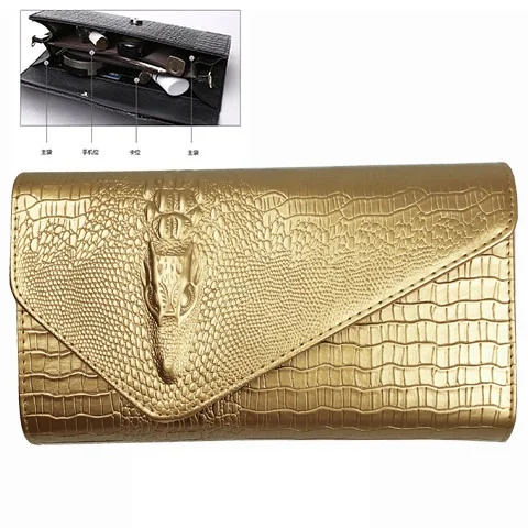 Luxury fashion designers alligator pattern leather women clutch bags purses