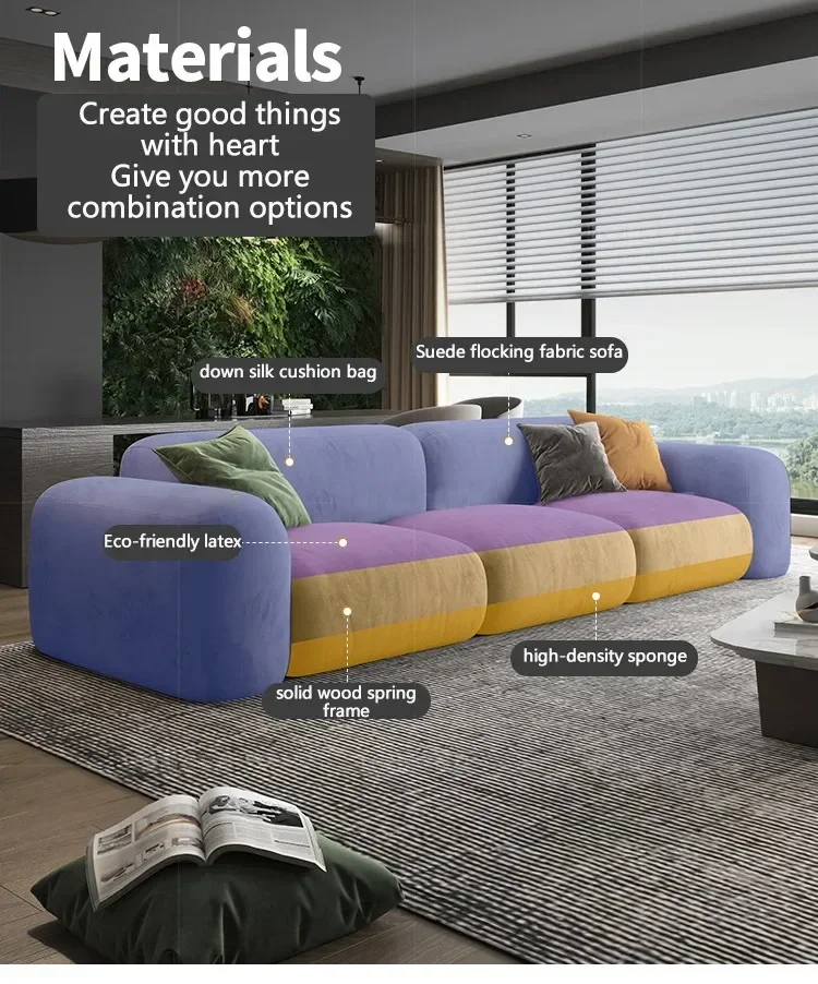ATUNUS Nordic Luxury L Shape Living Room Sofa Furniture Design High Quality Fabric 3 Seater Modular Sectional Sofa Couch Set