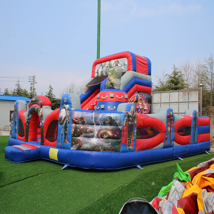 3 in 1 Super hero bouncer Slide Combo 2024 Commercial Inflatable Bouncer Inflatable Bounce Castle For Kids