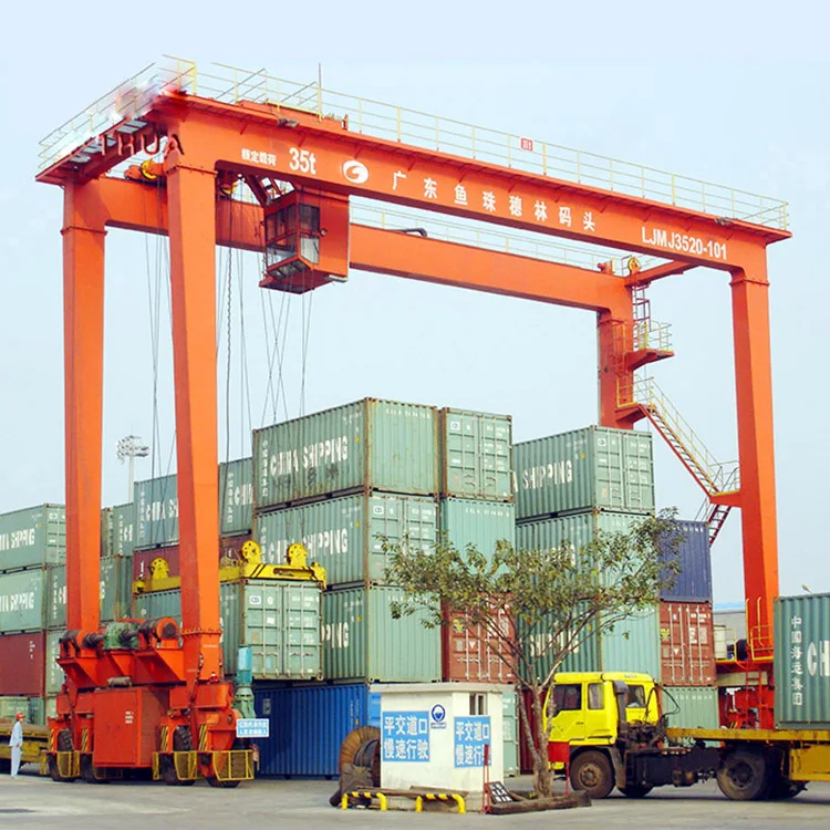20 Ton 40 Ton 45 Ton Straddle Carrier Price 25ton 30 Ton RTG Crane Rubber Tyre Tire Port Container Gantry Crane For Sale
