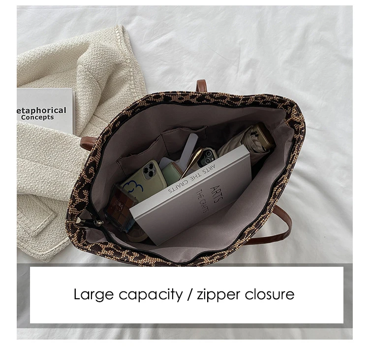 Gelory Wholesale Fashion Leopard Print Portable Shoulder Underarm Tote Bag Trendy 2025 Capacity Shopping Handbags