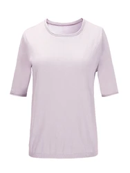 High quality fashion office lady O-neck embroidered T-shirt grey