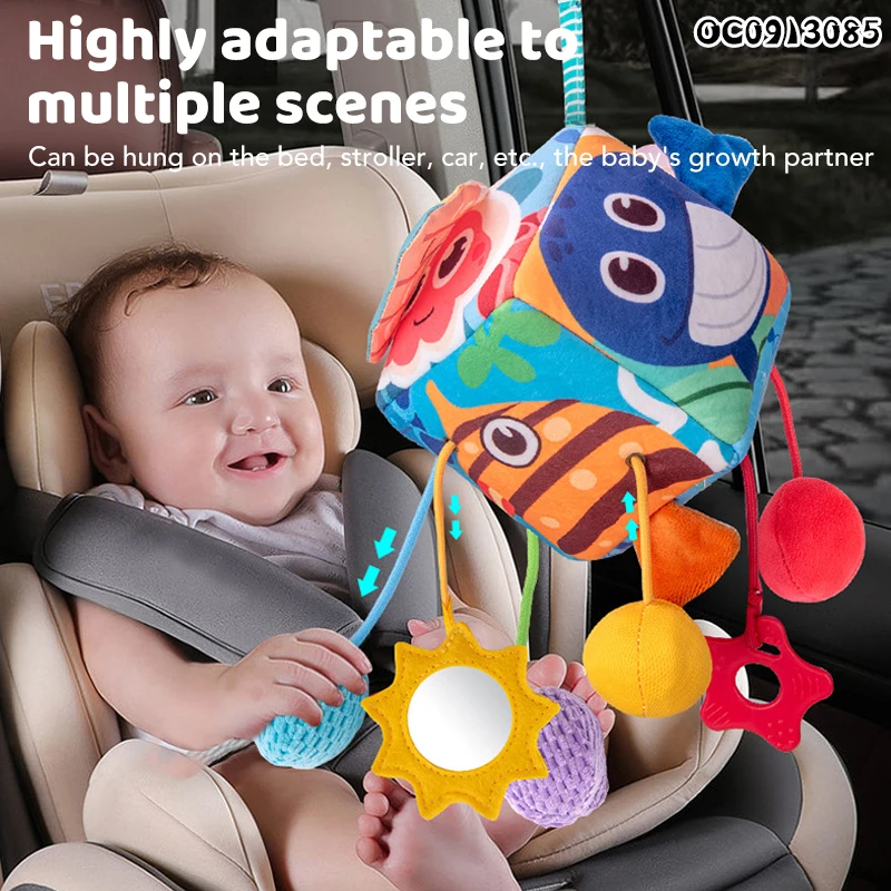 Hanging blocks baby 6 in 1 multifunction activity cube cloth soft sensory toys tissue box