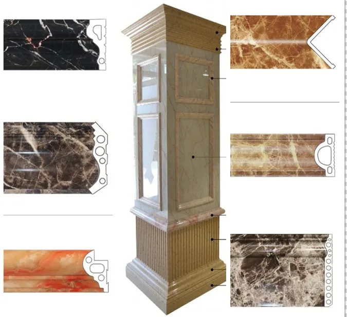 ПВХ мраморные Твердые профили для литья на УФ красочной отделке для стен/ТВ/дверной рамы