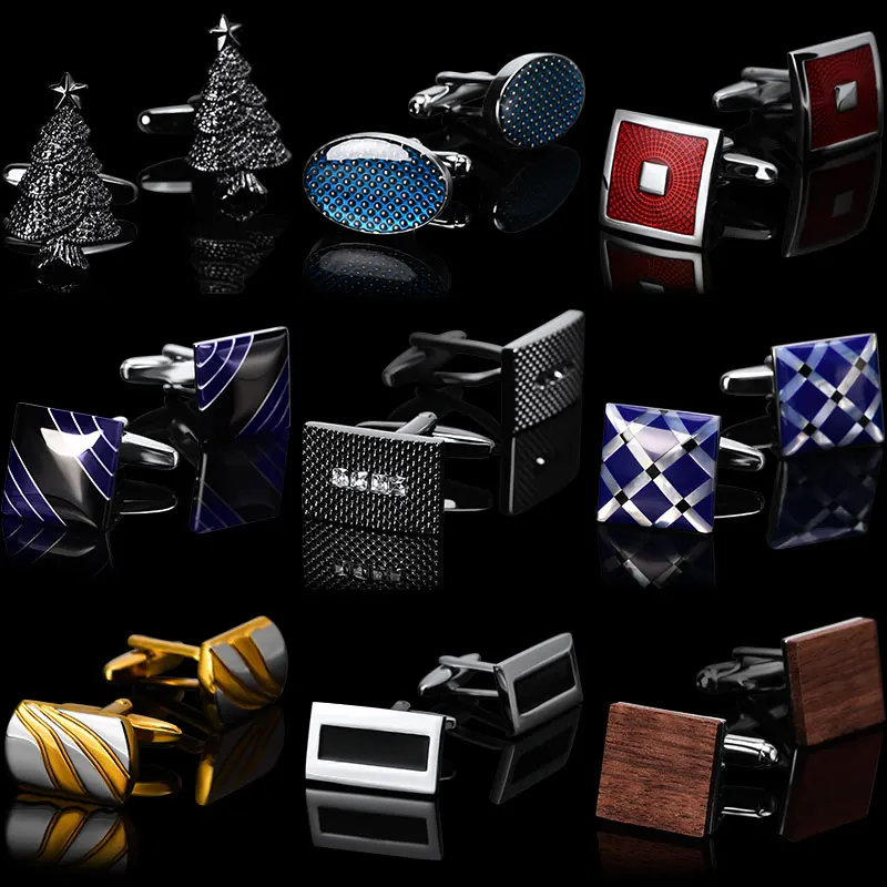 
High Quality Enamel Gold Silver Round Carving Pattern Retro Gold-Color Plated Cufflink 