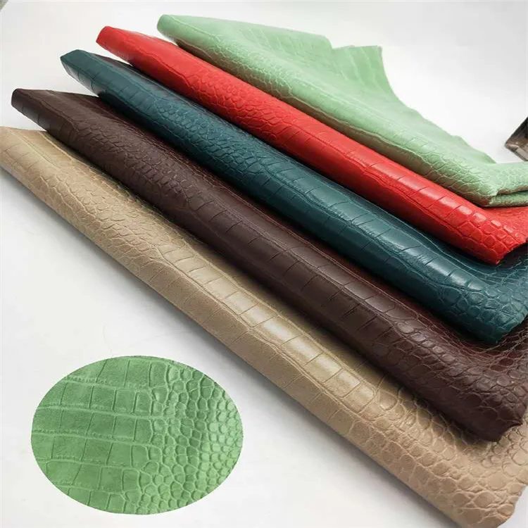 OEM Translucent Color Crocodile Stripes PVC Artificial Leather for upholstery